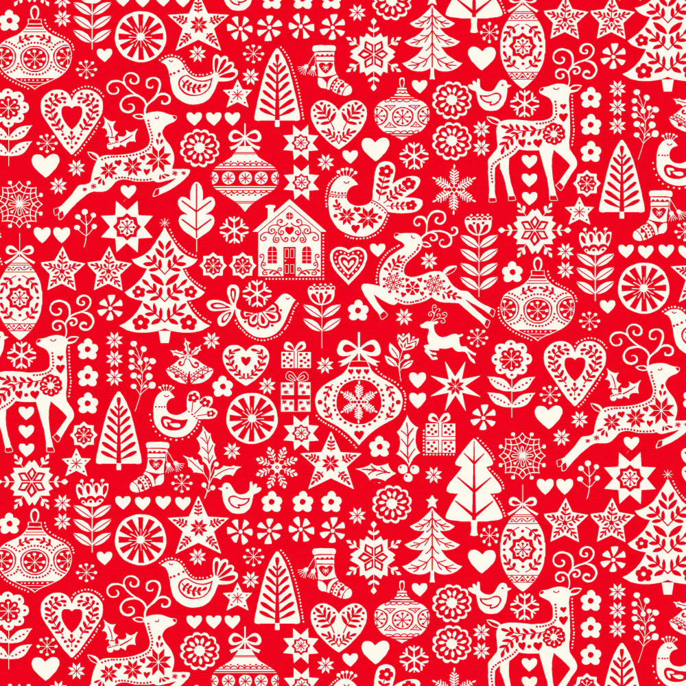 Scandi Christmas Icons on Red
