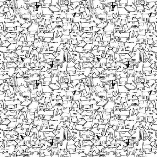 Unleashed Outlined Packed Dogs in White