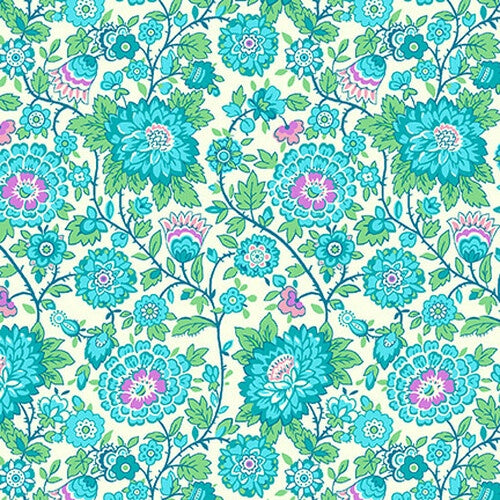 Nana Mae V 1930's Medium Floral in Aqua