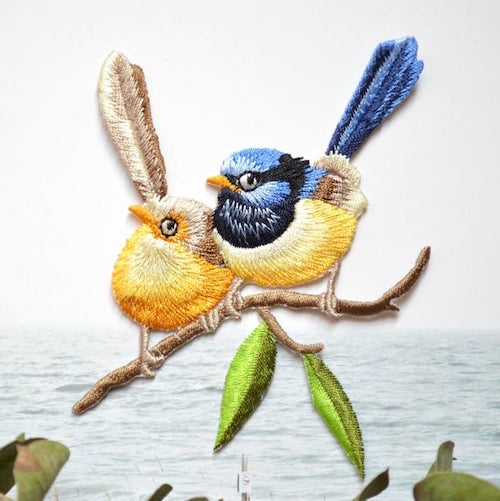 Iron on Pair of Birds on Branch Patch