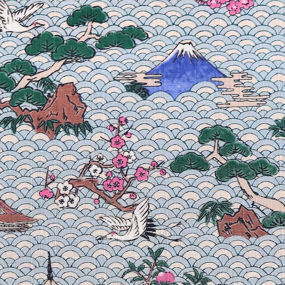 Japanese Dobby Cloth Mt Fuji and Cranes