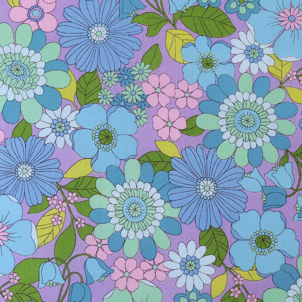 Retro Baby Blooms Purple and Blue