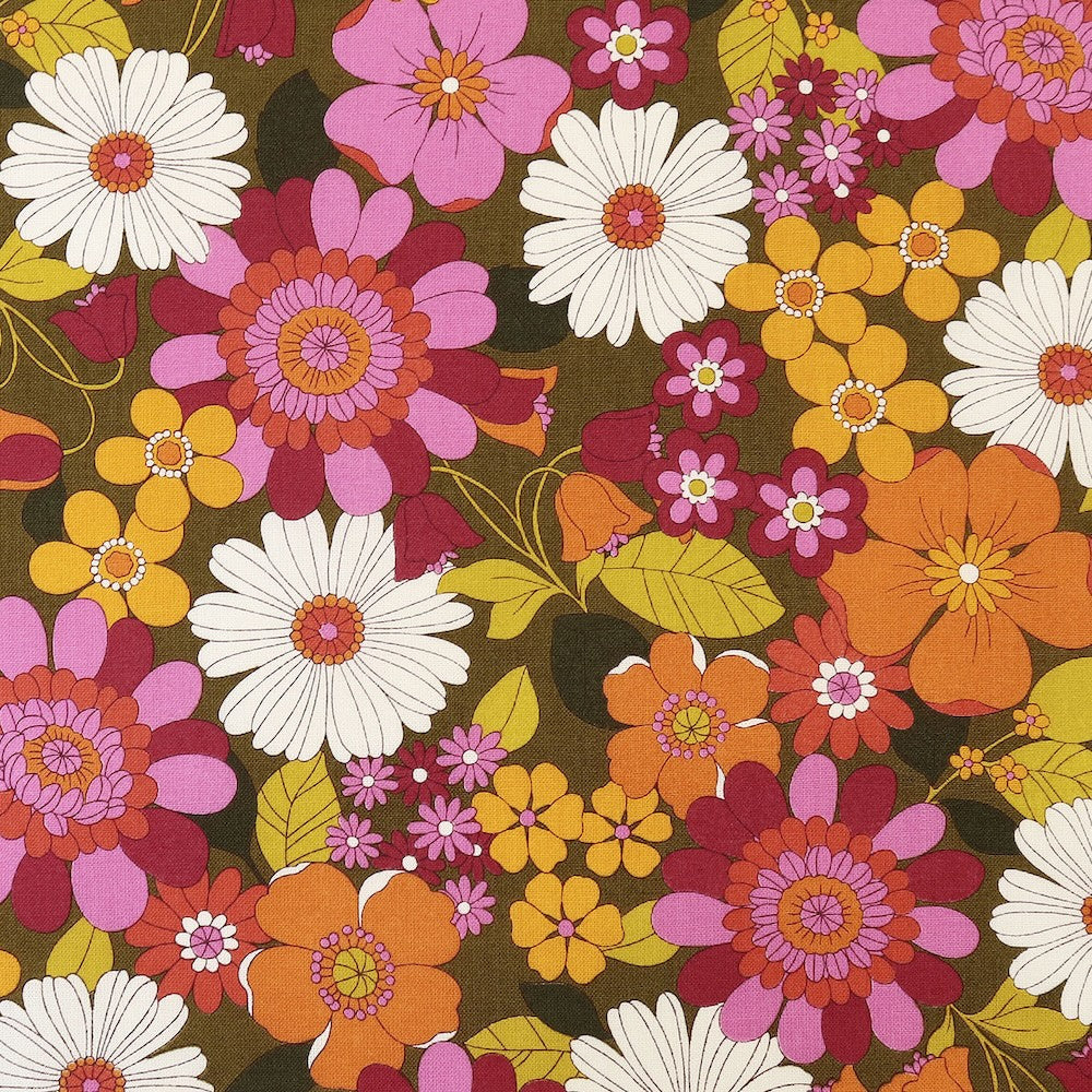 Retro Baby Blooms on Olive