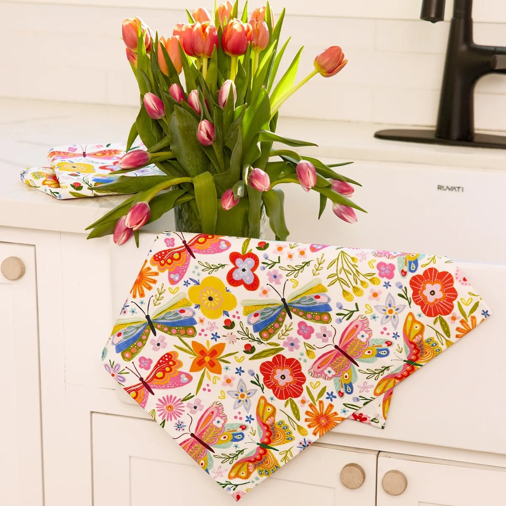 Butterfly Floral Tea Towel