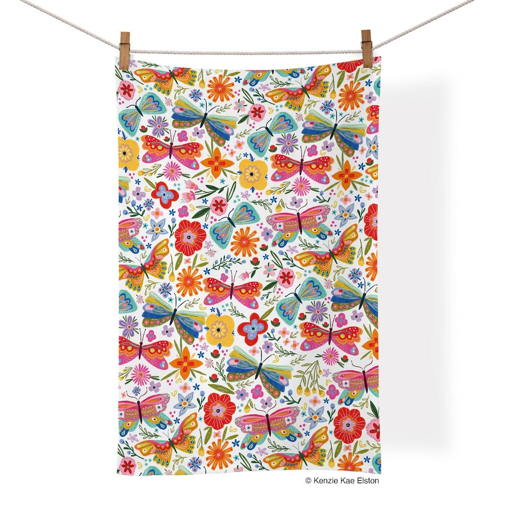 Butterfly Floral Tea Towel