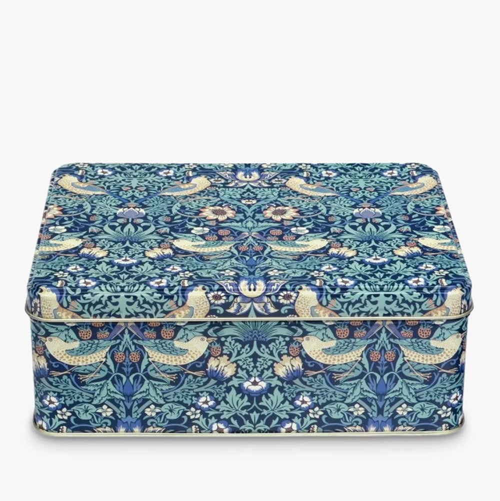 William Morris Blue Strawberry Thief Rectangular Tin
