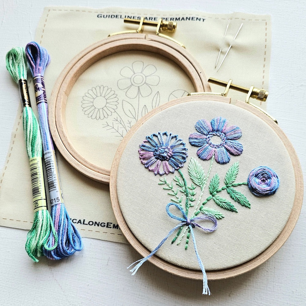 Beginner Floral Trio Embroidery Kit