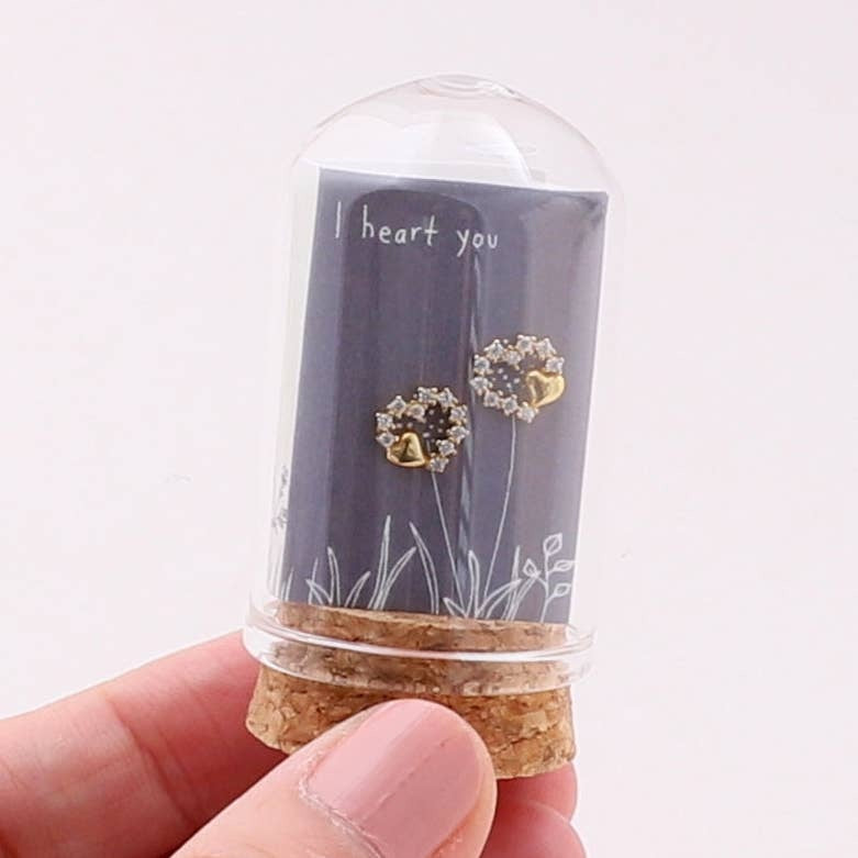 Crystal Heart Sterling Silver and Gold Plate Earrings