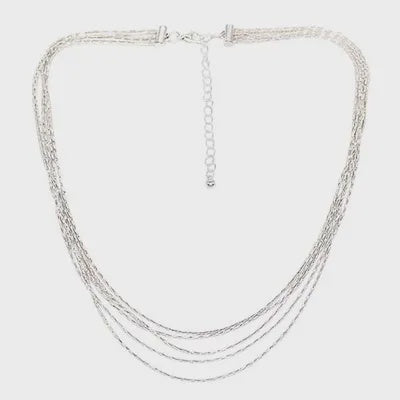 5 Layer Fine Chain Necklace Silver