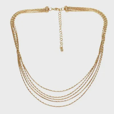 5 Layer Fine Chain Necklace Gold