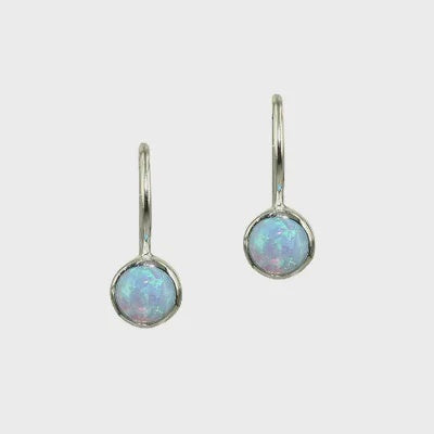 5mm Sterling Silver Opal Drop Earring in Blue