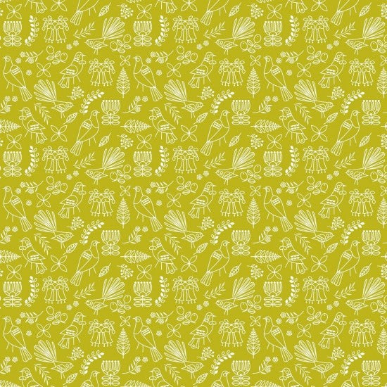 Birdsong Outline In Yellow