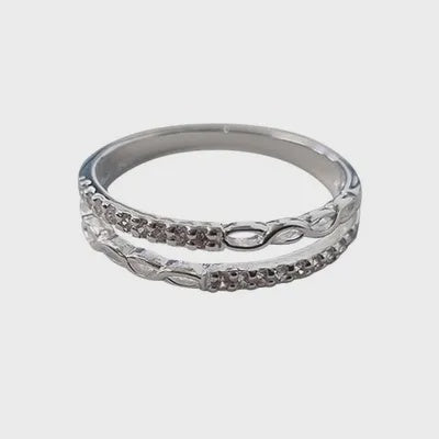 Cubic Double Infinity Ring in Sterling Silver