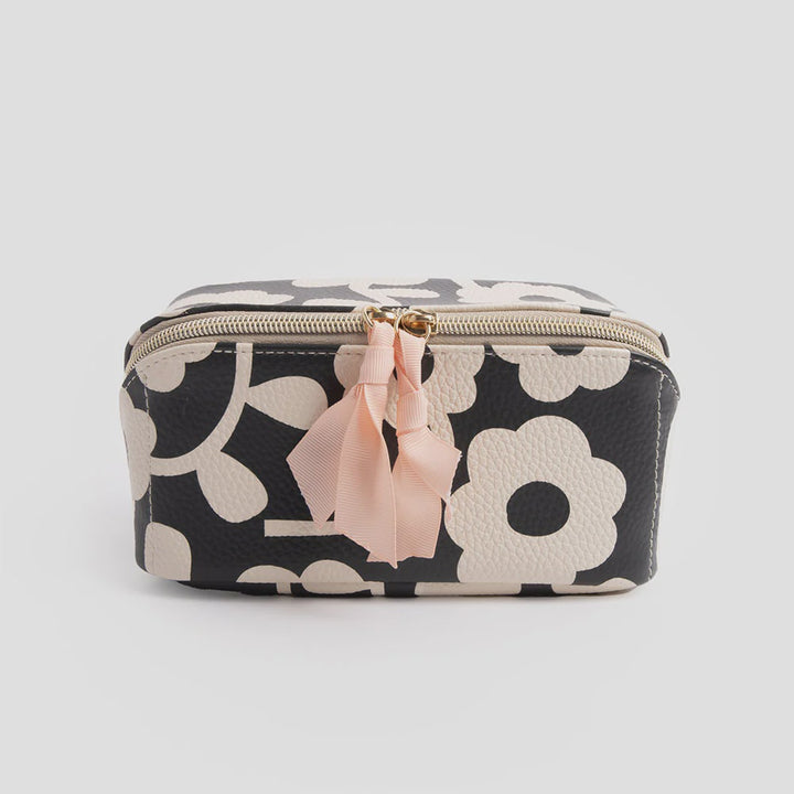 Diagonal Zip Cosmetic Bag - Mono Bloom