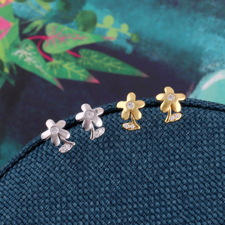 Flower with Leaf Earrings