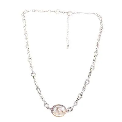Fresh Water Pearl and Silver Twist Chain Necklace