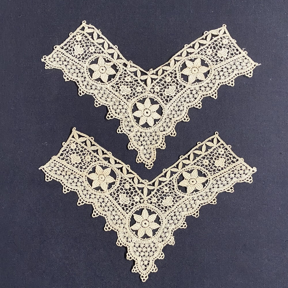 Antique Bobbin Lace Collars Tea Colour Antique Bobbin Lace Collars Tea Colour