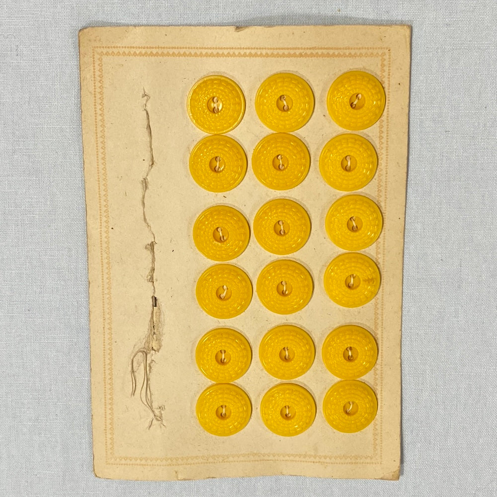 1950's Yellow Buttons 25mm on Card