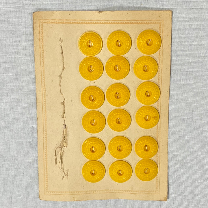 1950's Yellow Buttons 25mm on Card