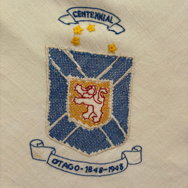 Vintage 1948 Otago Centennial Hand Embroidered Tablecloth
