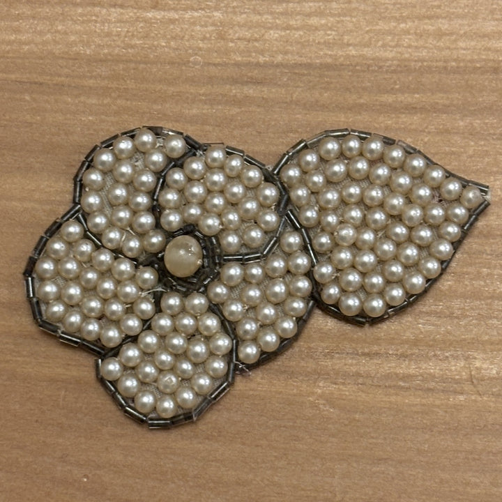 Hand Beaded Pearl Flower Appliqué Made in Japan