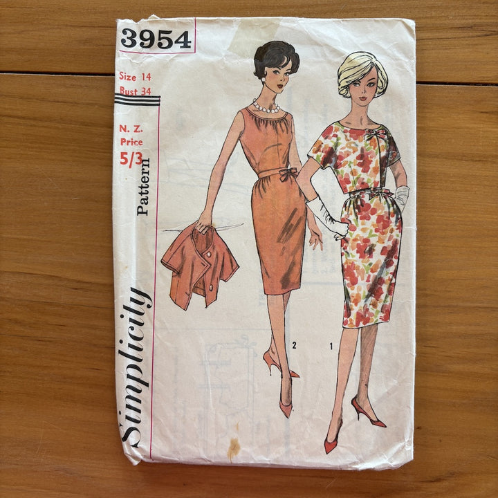 Vintage Simplicity 3954 One Piece Dress and Jacket Pattern