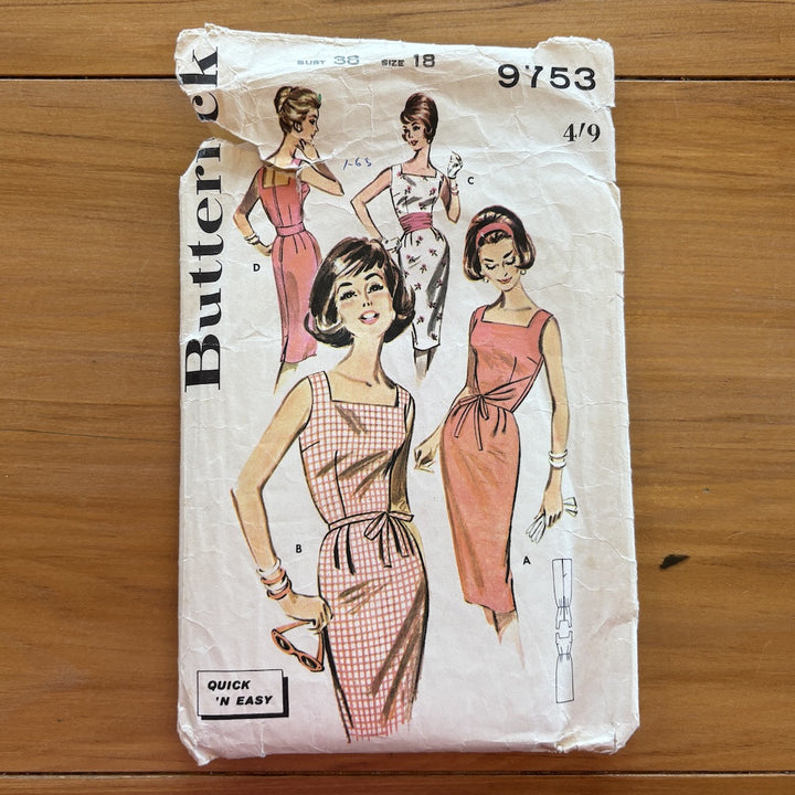 Vintage Butterick 9753 Quick 'n Easy Dress Pattern