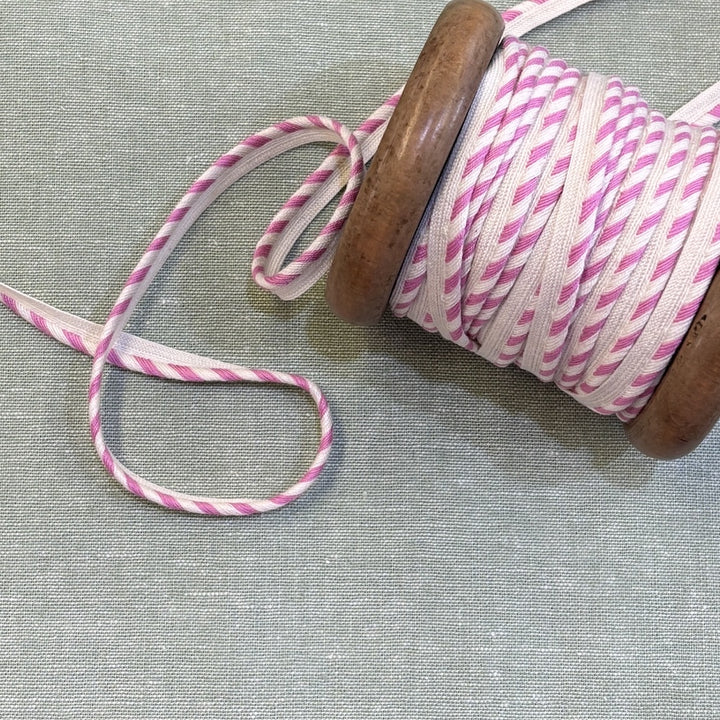 Pink and Ecru Stripe Pre-Made Piping Trim