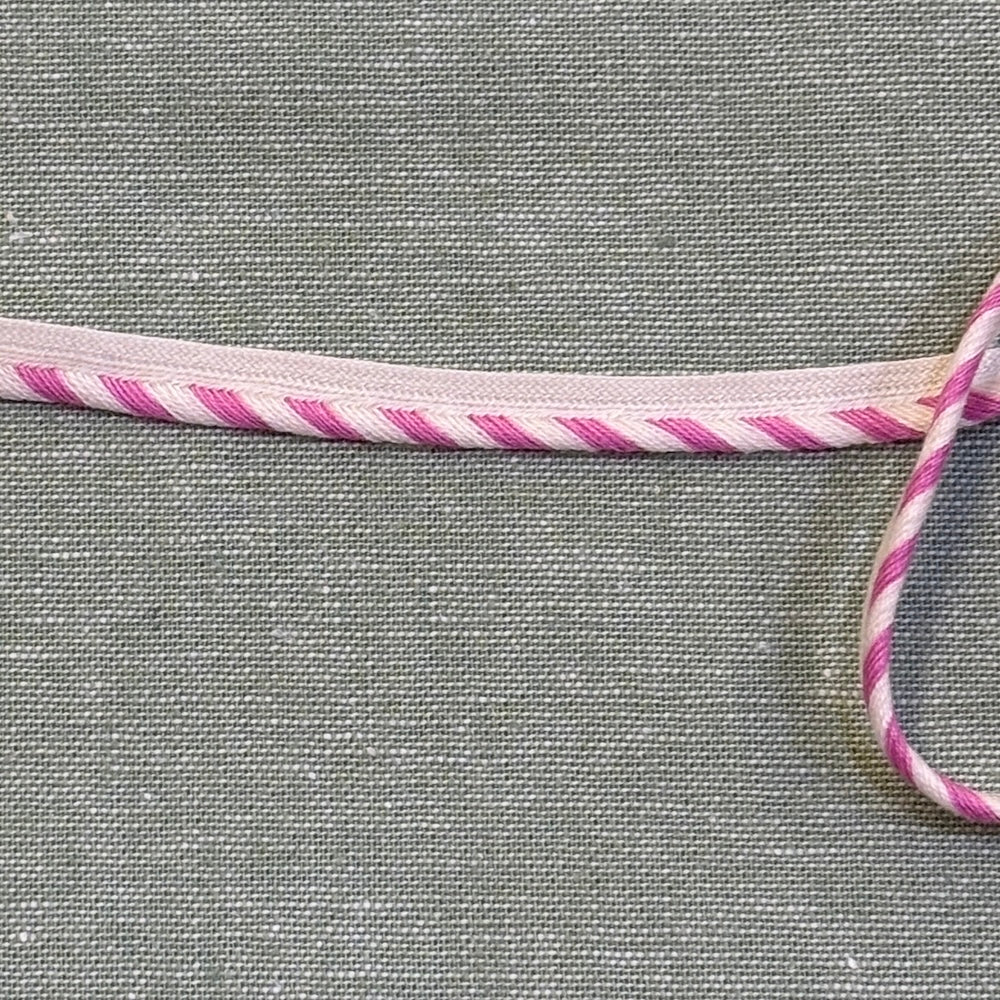 Pink and Ecru Stripe Pre-Made Piping Trim