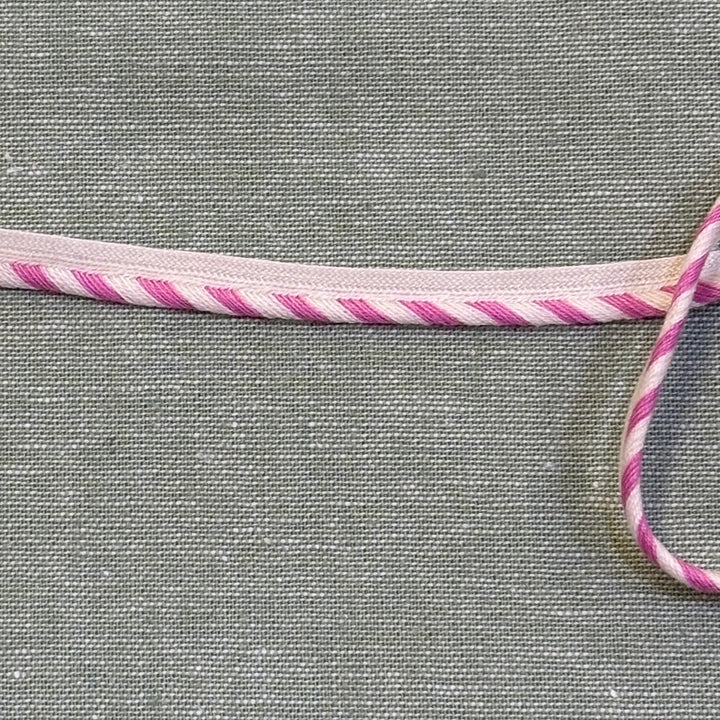 Pink and Ecru Stripe Pre-Made Piping Trim