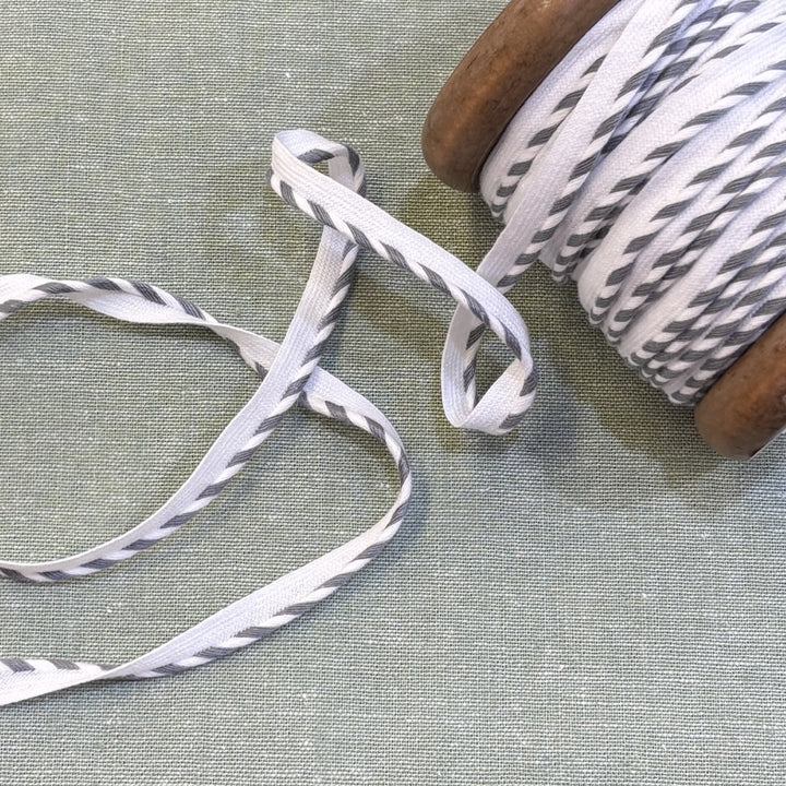 Grey and White Stripe Pre-Made Piping Trim