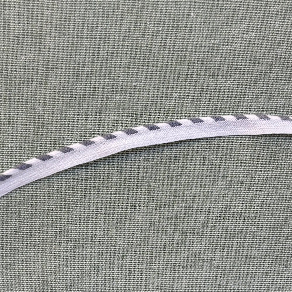 Grey and White Stripe Pre-Made Piping Trim