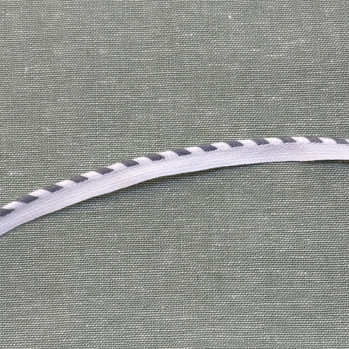 Grey and White Stripe Pre-Made Piping Trim