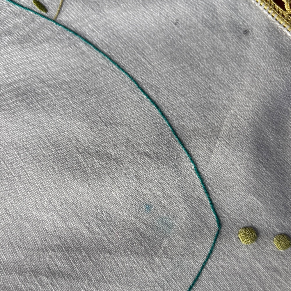 Vintage Embroidered Tablecloth - Daisy-A-Day