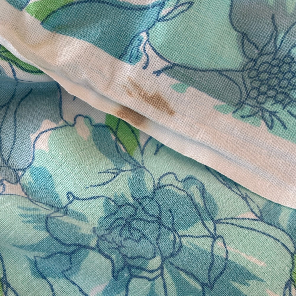 Vintage Sheet - Teal & Aqua Blooms