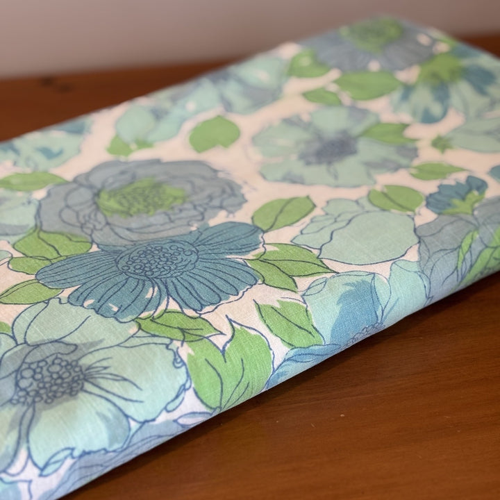 Vintage Sheet - Teal & Aqua Blooms