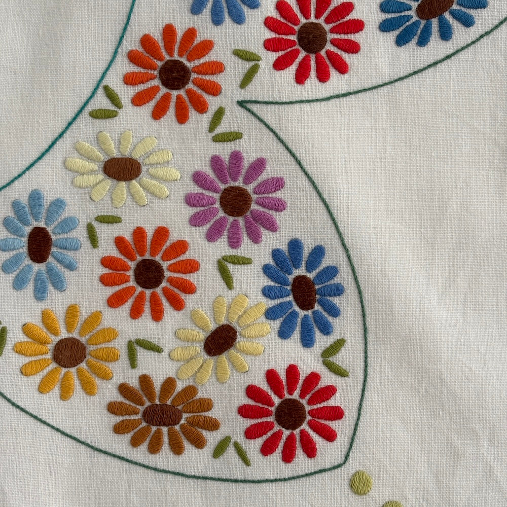 Vintage Embroidered Tablecloth - Daisy-A-Day
