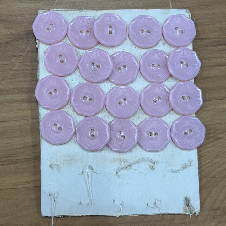 Vintage Baby Pink Octagonal Buttons 22mm