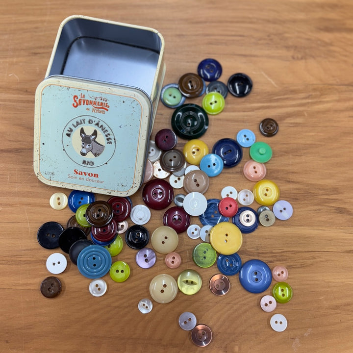 Vintage Donkey Tin With Buttons