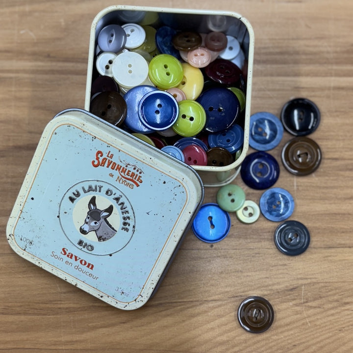Vintage Donkey Tin With Buttons