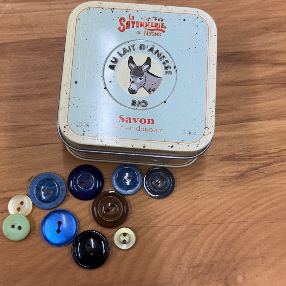 Vintage Donkey Tin With Buttons