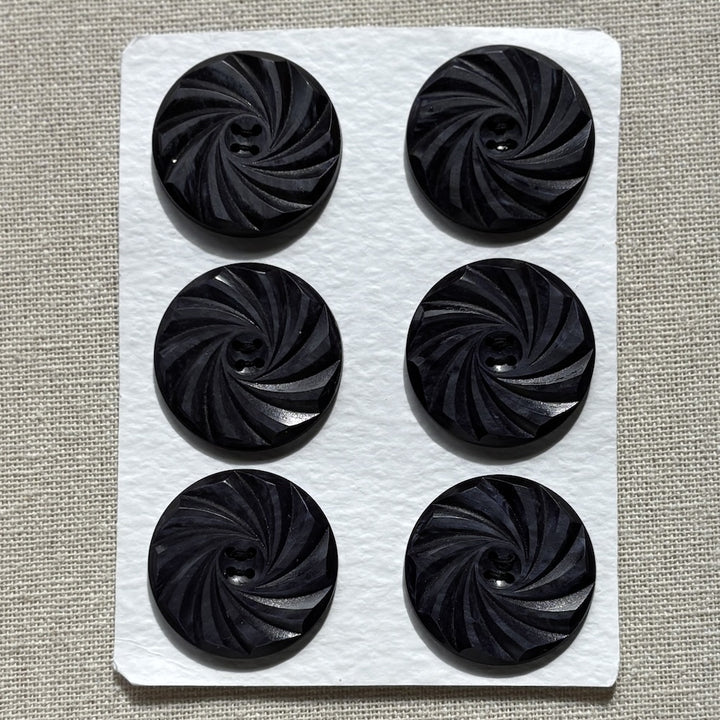 Navy Blue Swirl Buttons 32mm x 6