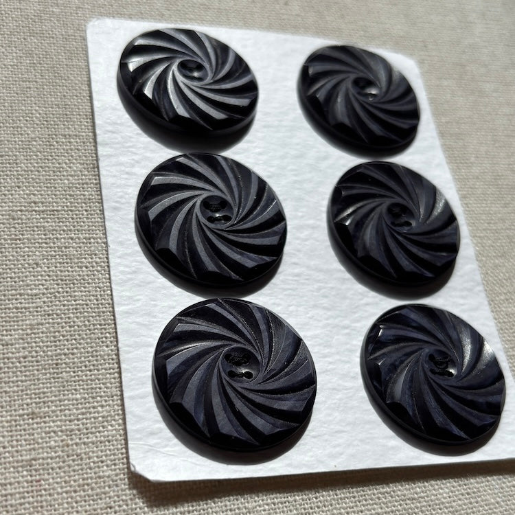Navy Blue Swirl Buttons 32mm x 6