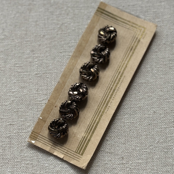 Antique Gold Glass Buttons 13mm x 6