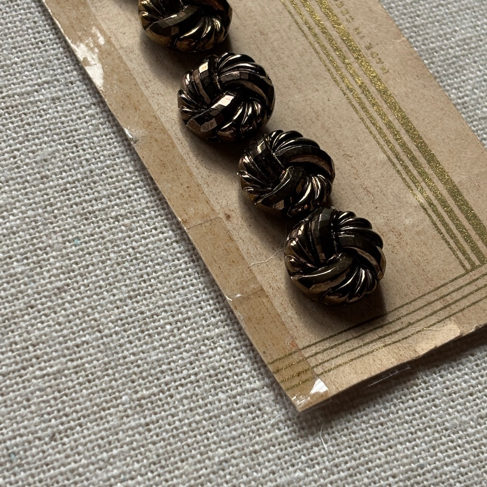 Antique Gold Glass Buttons 13mm x 6