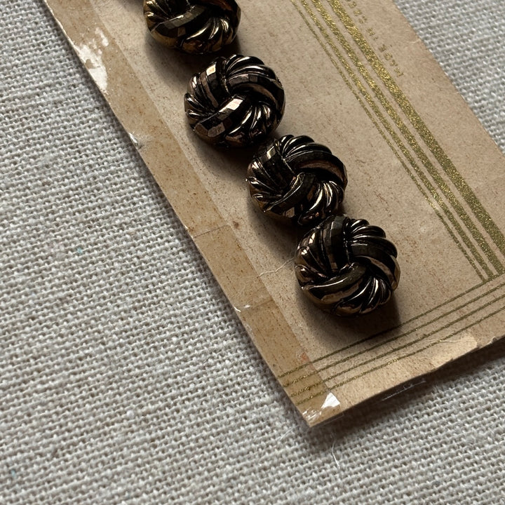 Antique Gold Glass Buttons 13mm x 6