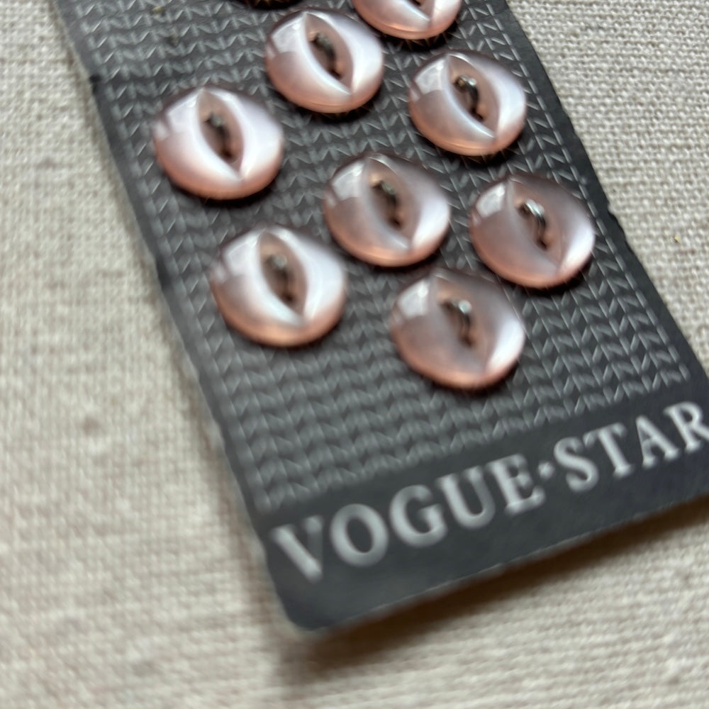 Vogue Star Pink Cat's Eye Buttons 11mm x 9