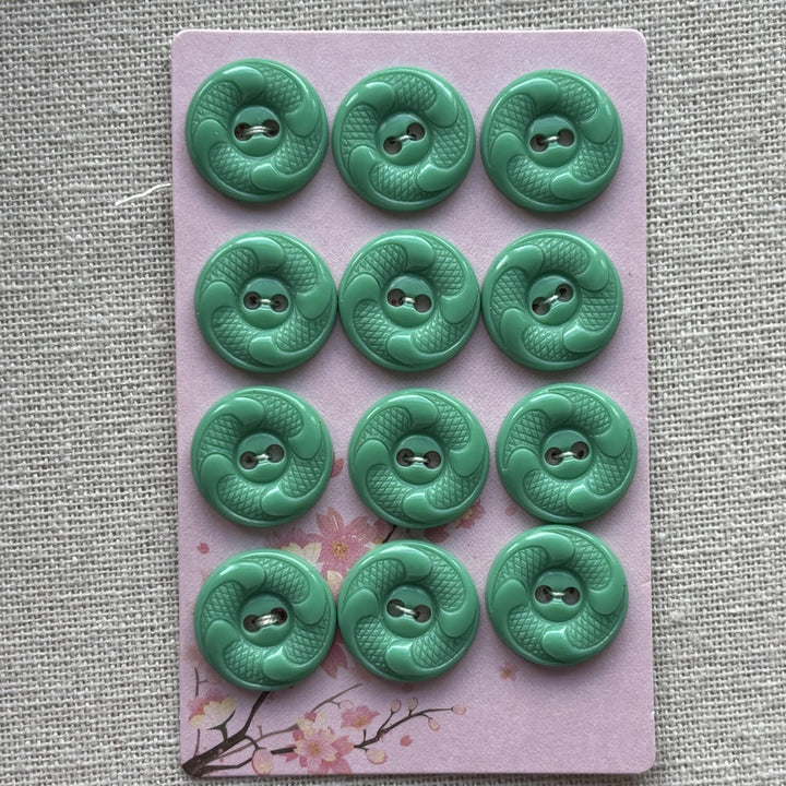 1950's Teal/Green Swirl Buttons 17mm x 12