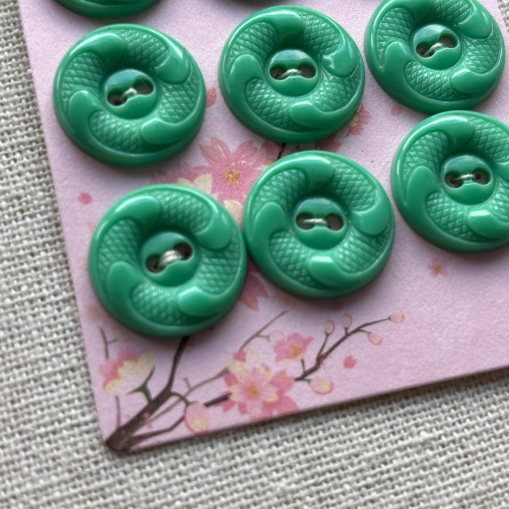 1950's Teal/Green Swirl Buttons 17mm x 12