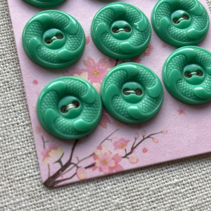 1950's Teal/Green Swirl Buttons 17mm x 12